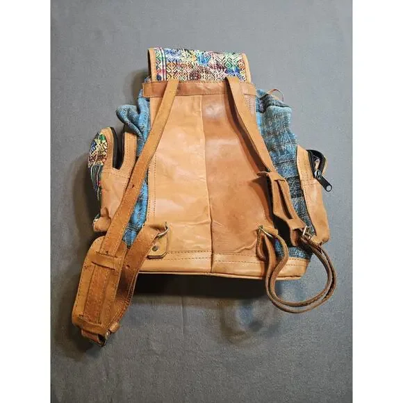 Large backpack Handmade Guatemalan Aztec Southwestern Bag Multiple Pockets - Picture 10 of 12